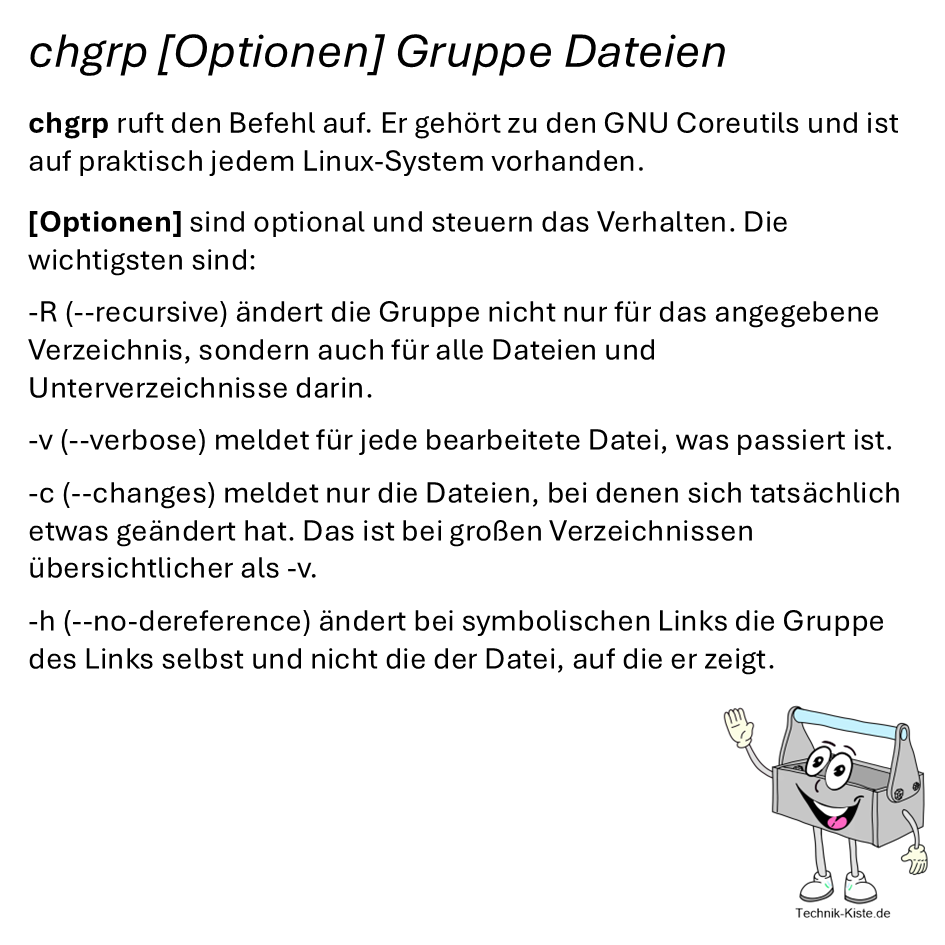 Linux-Befehl chgrp – die Gruppenzugehörigkeit von Dateien ändern
